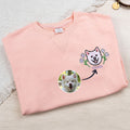 Personalizada Bordado Flor Perro Gato Cara Foto Suave Camiseta Sudadera Sudadera con Nombre Pet Party Cumpleaños Regalo para los amantes de los dueños de mascotas