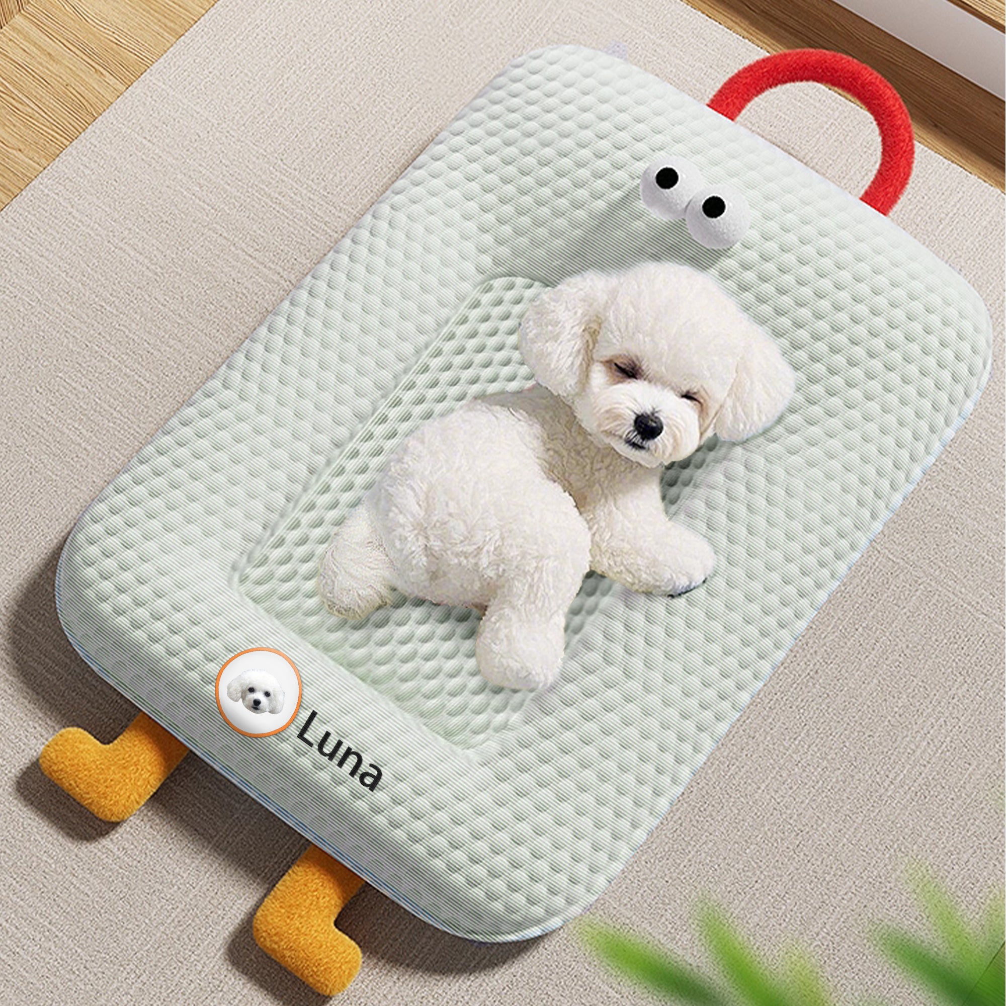 Alfombrilla de refrigeración personalizable con foto y nombre de la mascota con soporte y asa de espuma de confort Artículos para mascotas Regalo de cumpleaños para dueños de mascotas