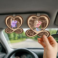 Personalizado Corazón Infinito Diversión Texto Cartoon Personaje de madera coche parasol clip con nombre Accesorios de coche Cumpleaños Aniversario Regalo para Pareja