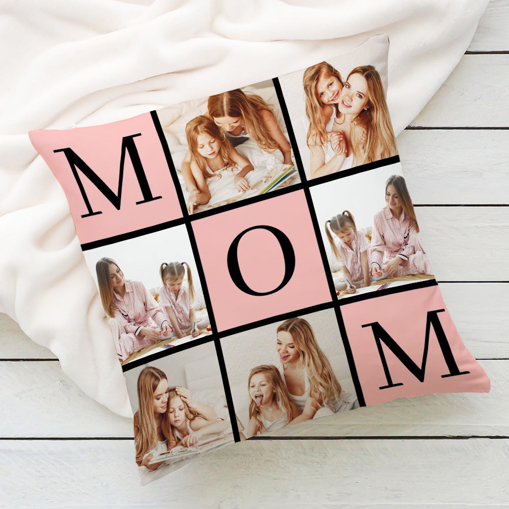 Personalizado Mamá Título 6 Fotos Suave Almohada Funda Hogar Decoración Día de la Madre Cumpleaños Regalo para Mamá