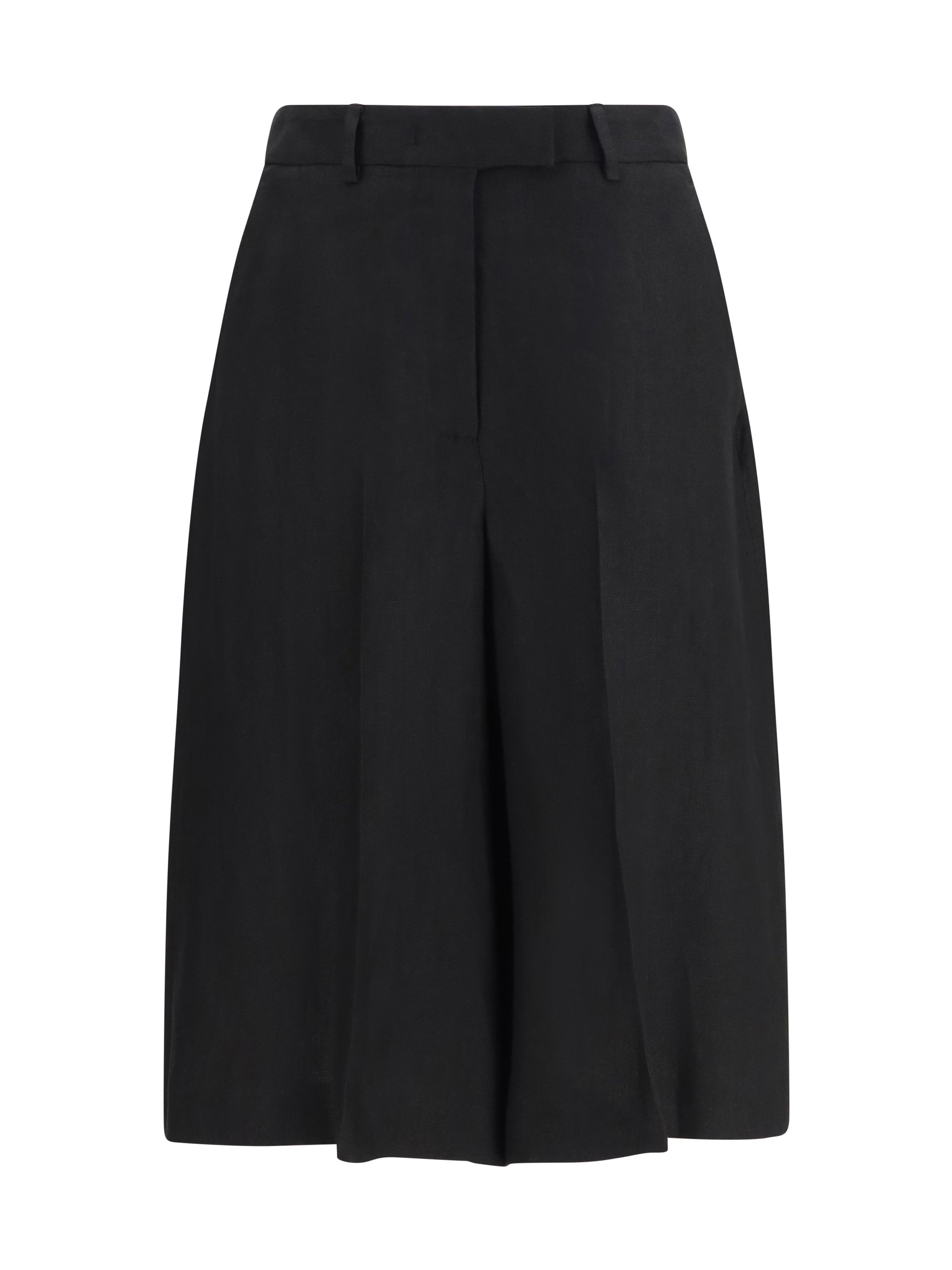 Lardini Pleated Twill Bermuda Shorts — Black
