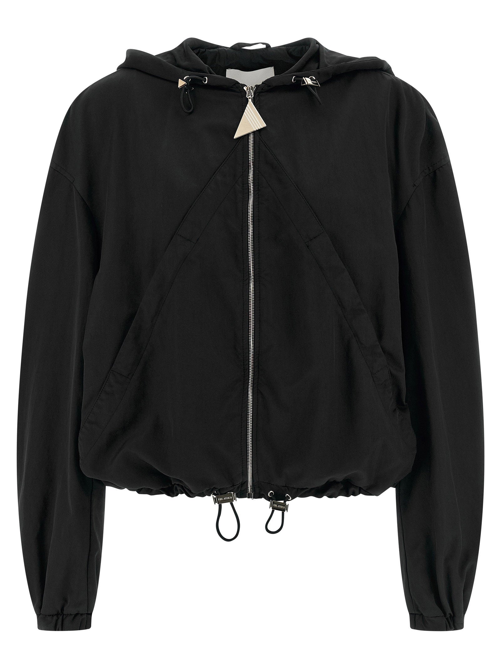 The Attico Nylon Hooded Bomber Jacket — Black