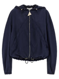 The Attico Overdyed Nylon Hooded Bomber Jacket — Navy