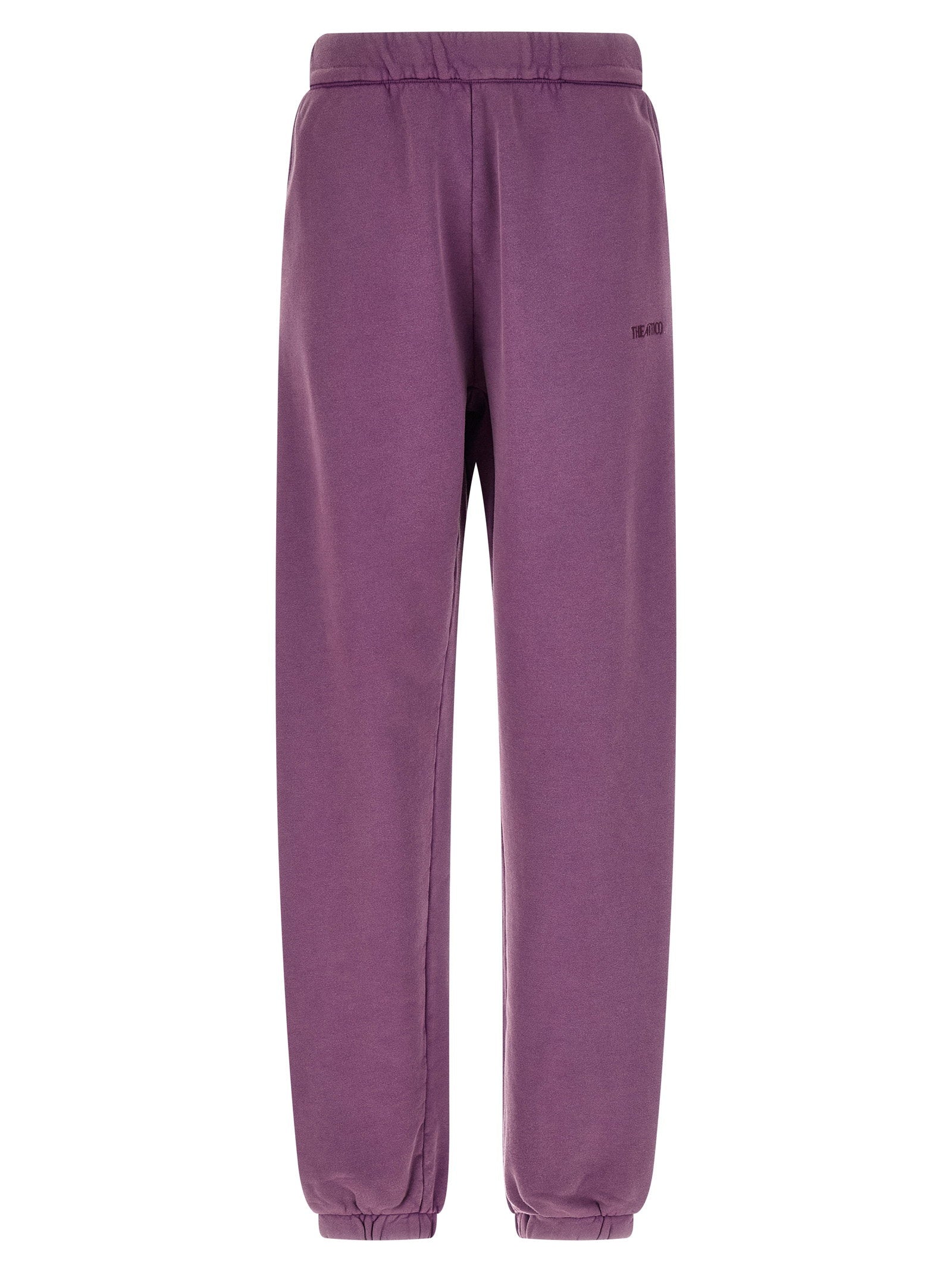 The Attico Logo-Embroidered Fleece Joggers — Purple