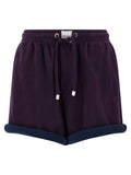 The Attico Double-Fleece with Contrast Trim Shorts — Plum