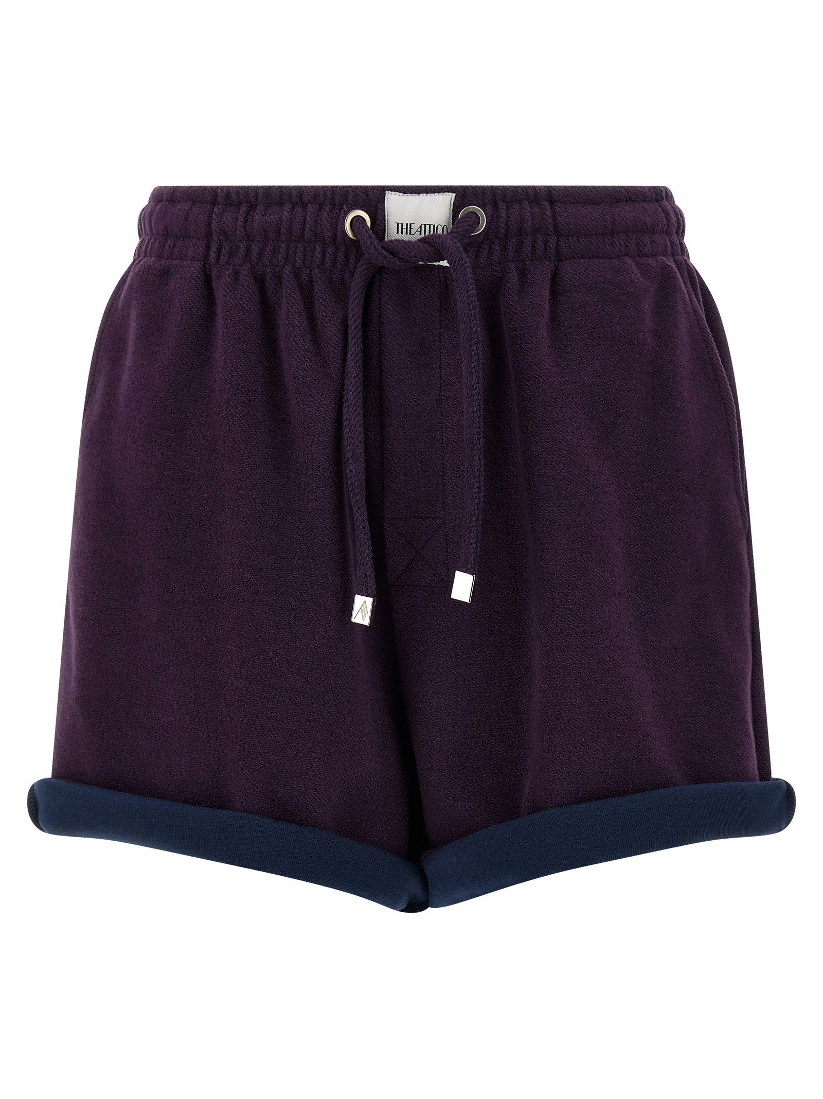 The Attico Double-Fleece with Contrast Trim Shorts — Plum