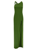 The Attico Asymmetrical Strappy Dress — Green