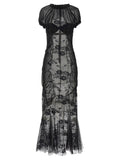 The Attico Lace Tulle Dress — Black