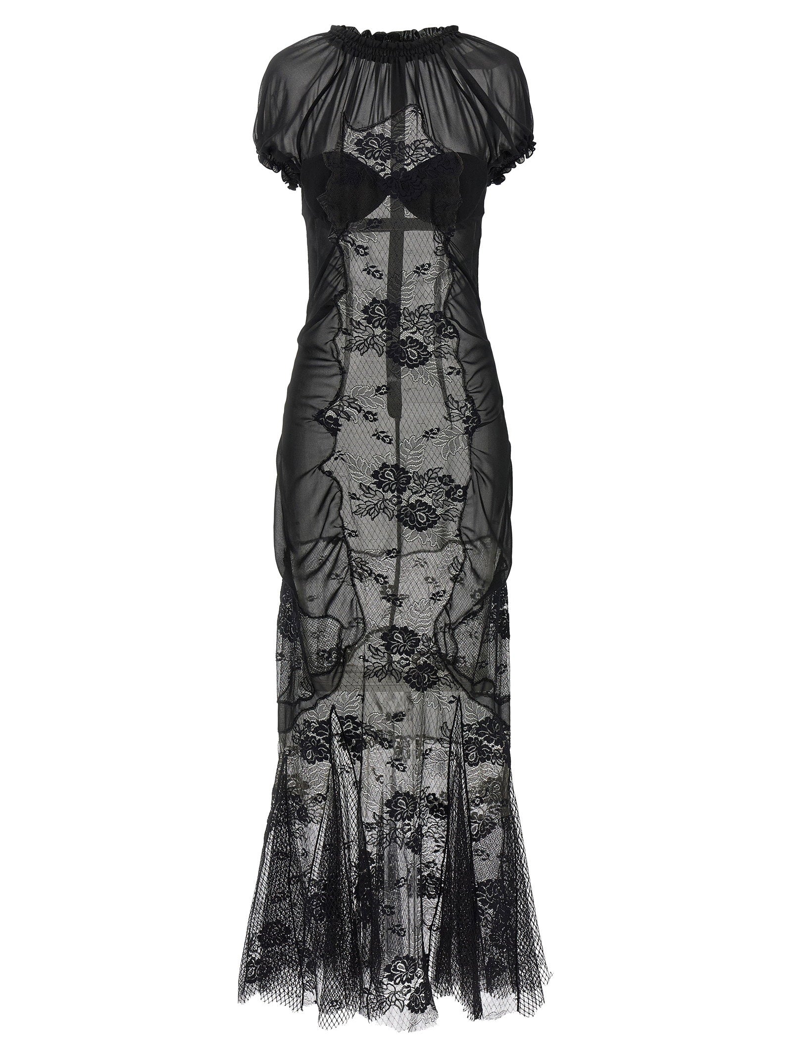 The Attico Lace Tulle Dress — Black
