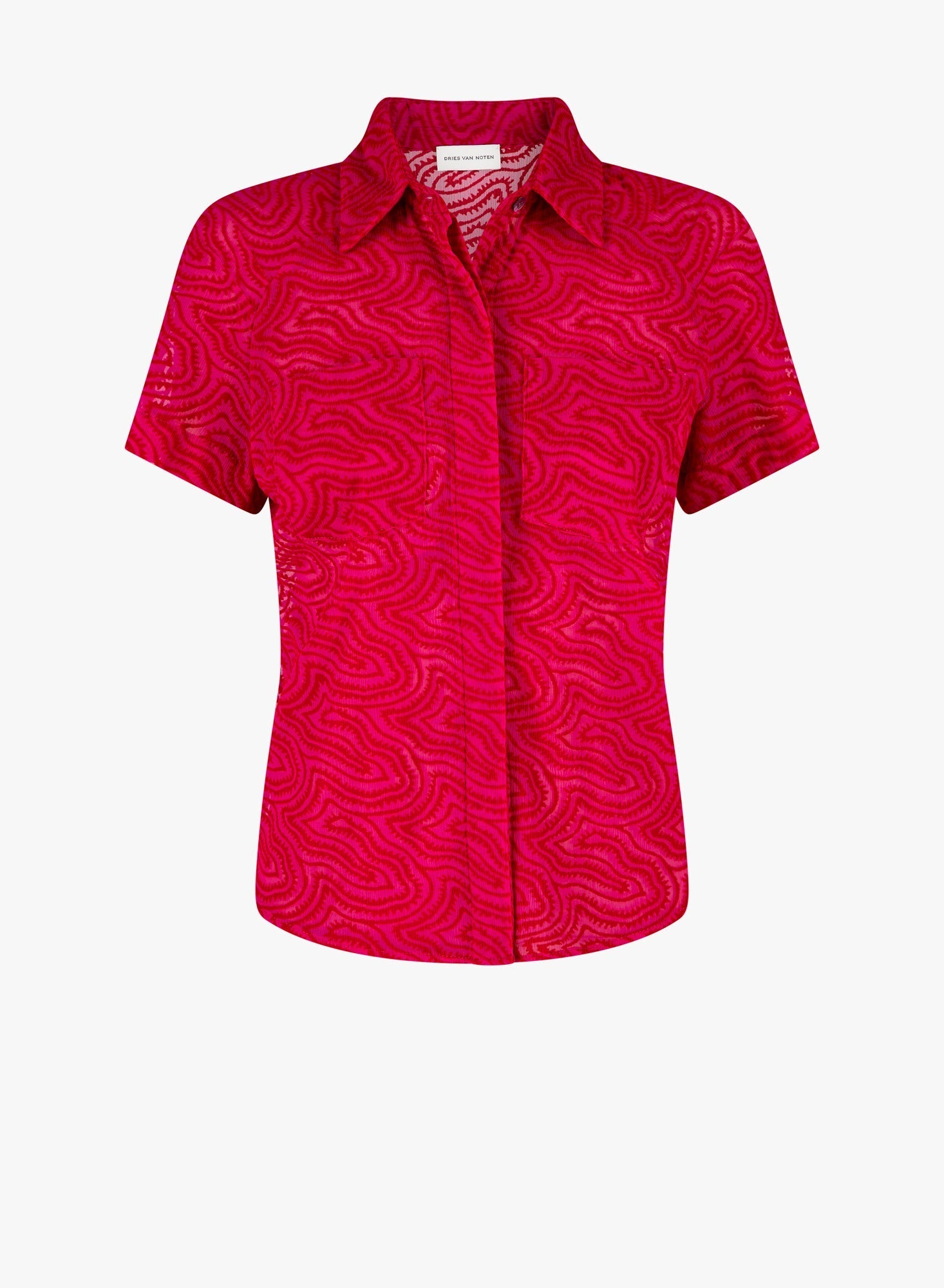 Dries Van Noten Flock-Embossed Crêpe Silk Shirt — Pink