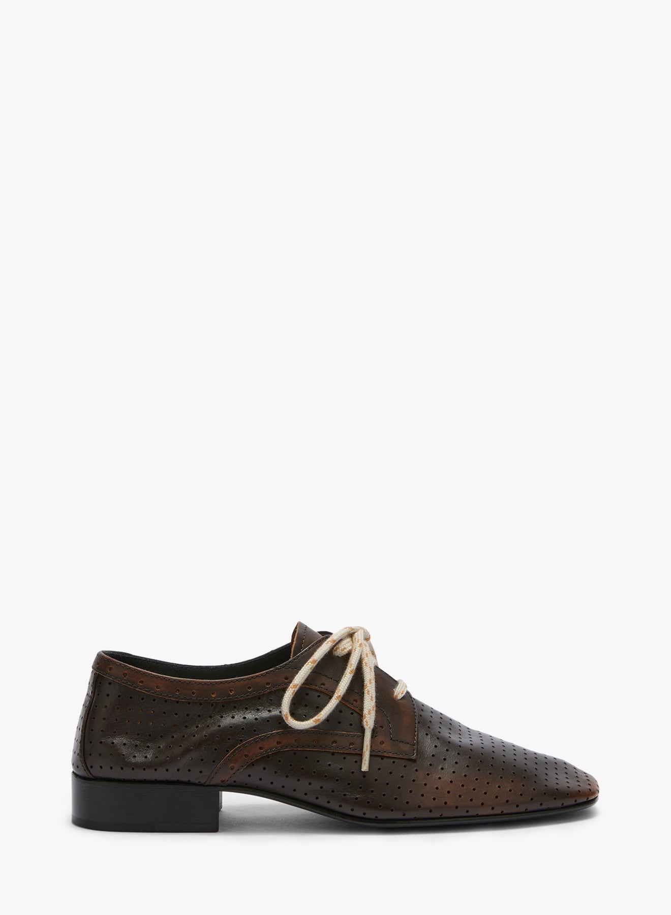 Dries Van Noten Perforated Leather Oxford — Brown