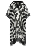 Dries Van Noten Optical Geometric-Print Caftan — Black