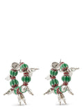 Dries Van Noten Striped Pearl & Crystal Earrings — Green