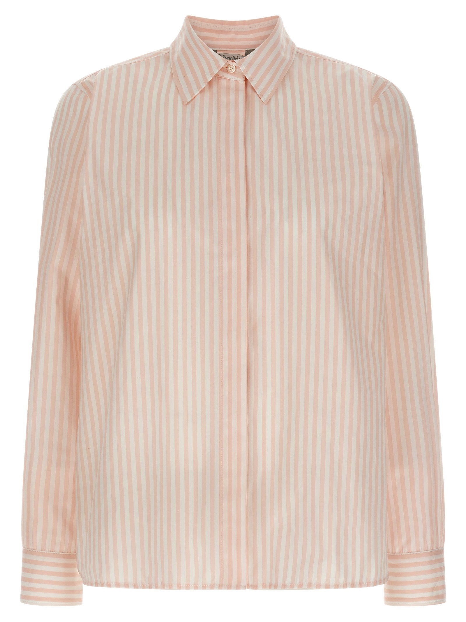 Max Mara Striped Cotton Poplin Shirt — Pink