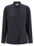 Max Mara Washed Silk Canvas Shirt — Black