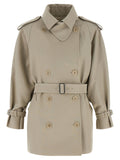 Max Mara Double-Breasted Cotton Trench Coat — Beige