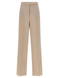 Max Mara Wool, Mohair & Silk Canvas Trousers — Beige