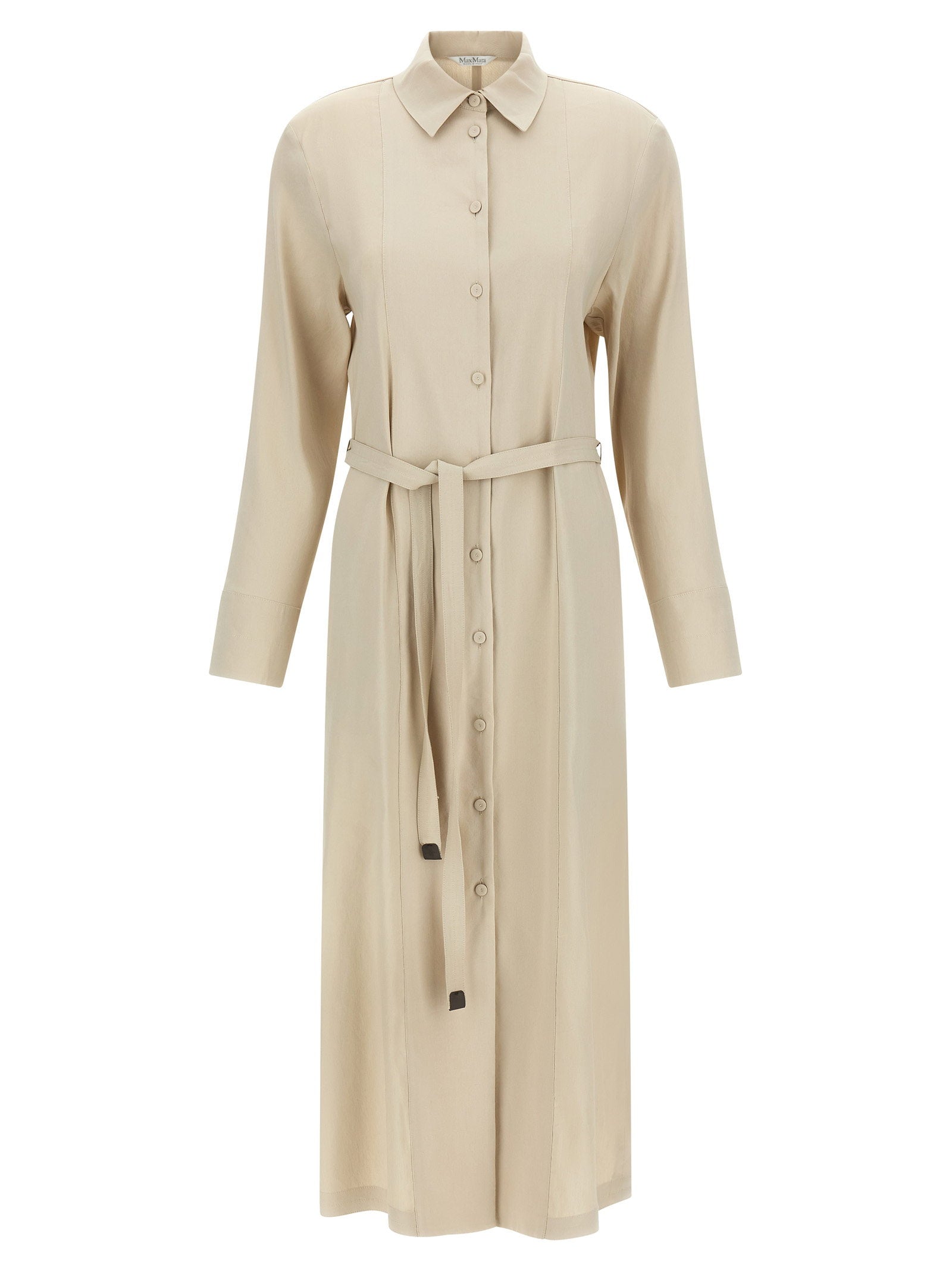 Max Mara Linen-Viscose Shirt Dress — Beige