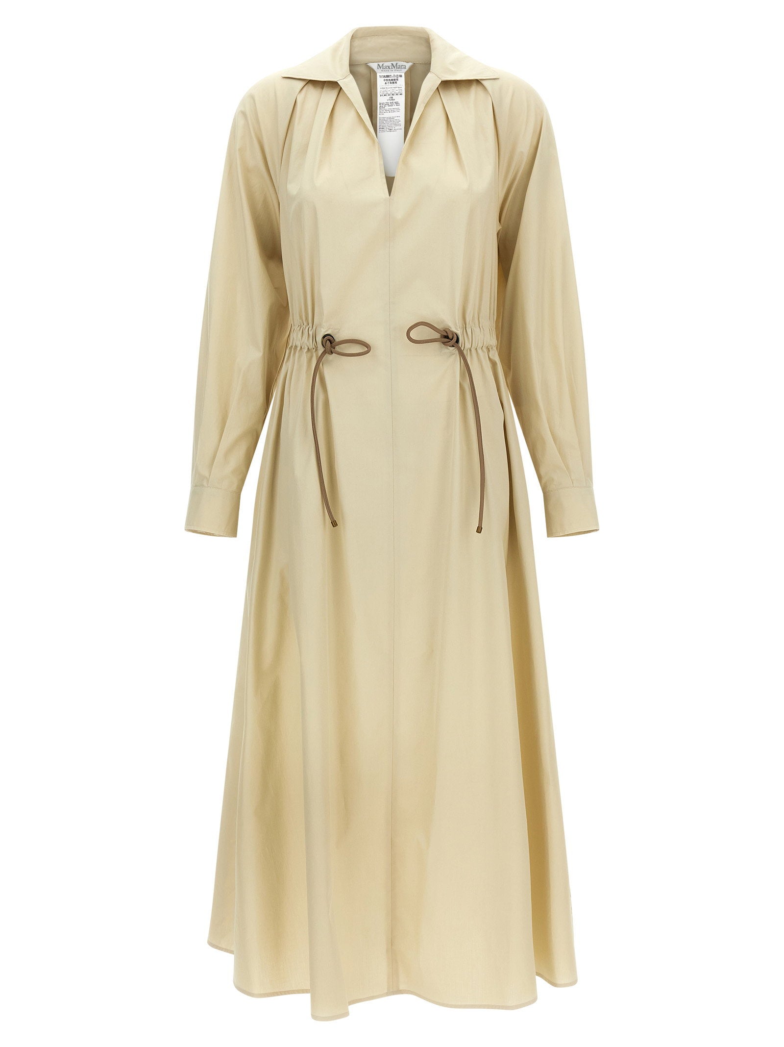 Max Mara Cotton Poplin Chemisier Dress — Cream