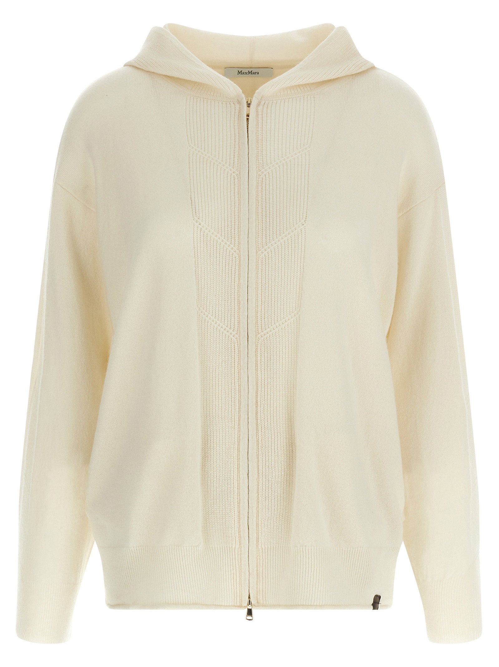 Max Mara Cashmere Hooded Cardigan — Ivory