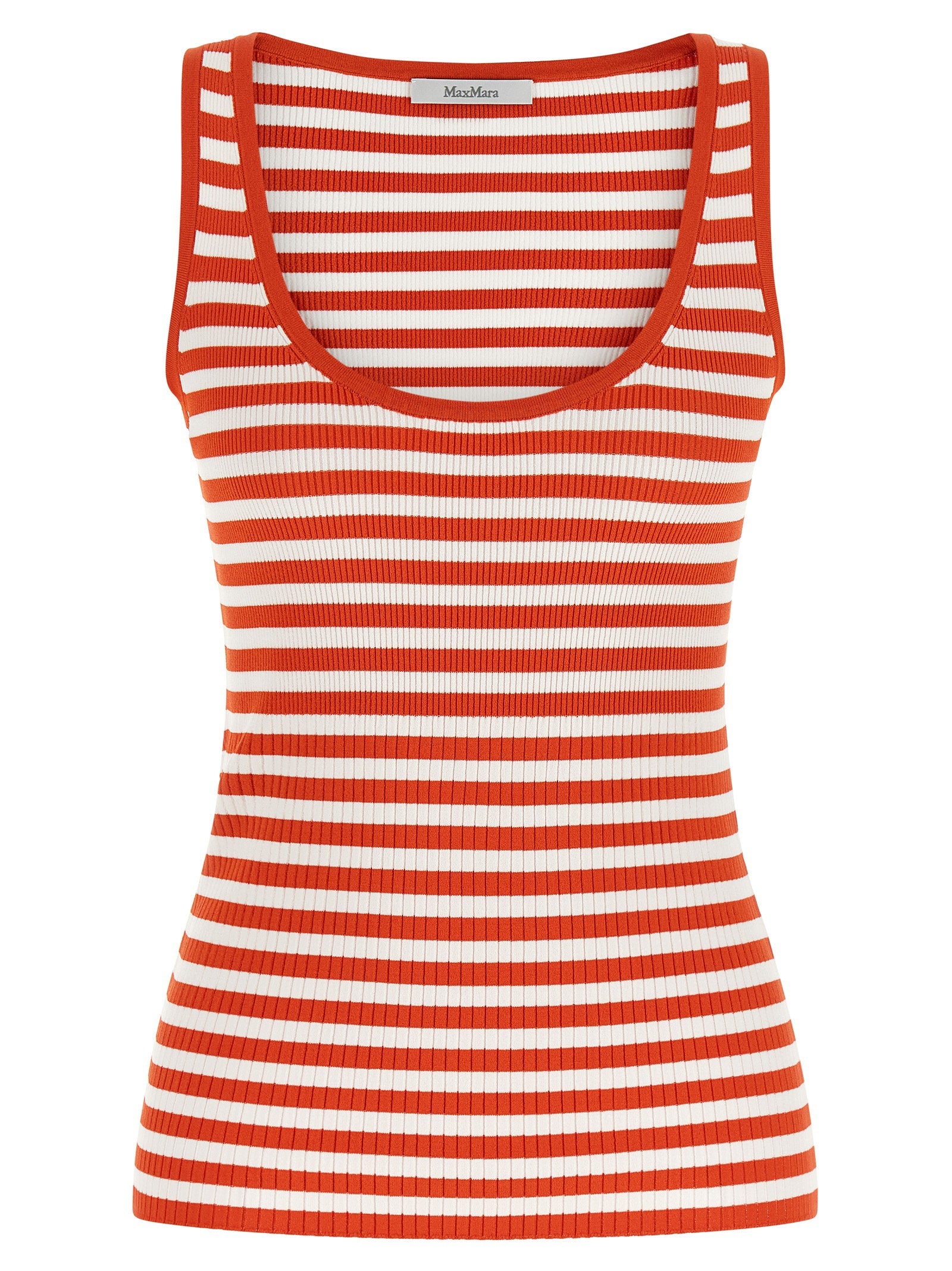 Max Mara Ribbed Striped Tank Top — Red