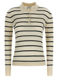 Max Mara Striped Cashmere-Silk Polo — Cream