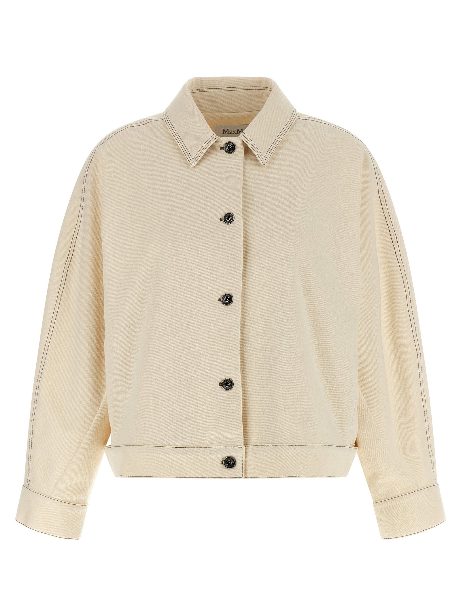Max Mara Denim-Effect Cotton Blend Overshirt — Cream