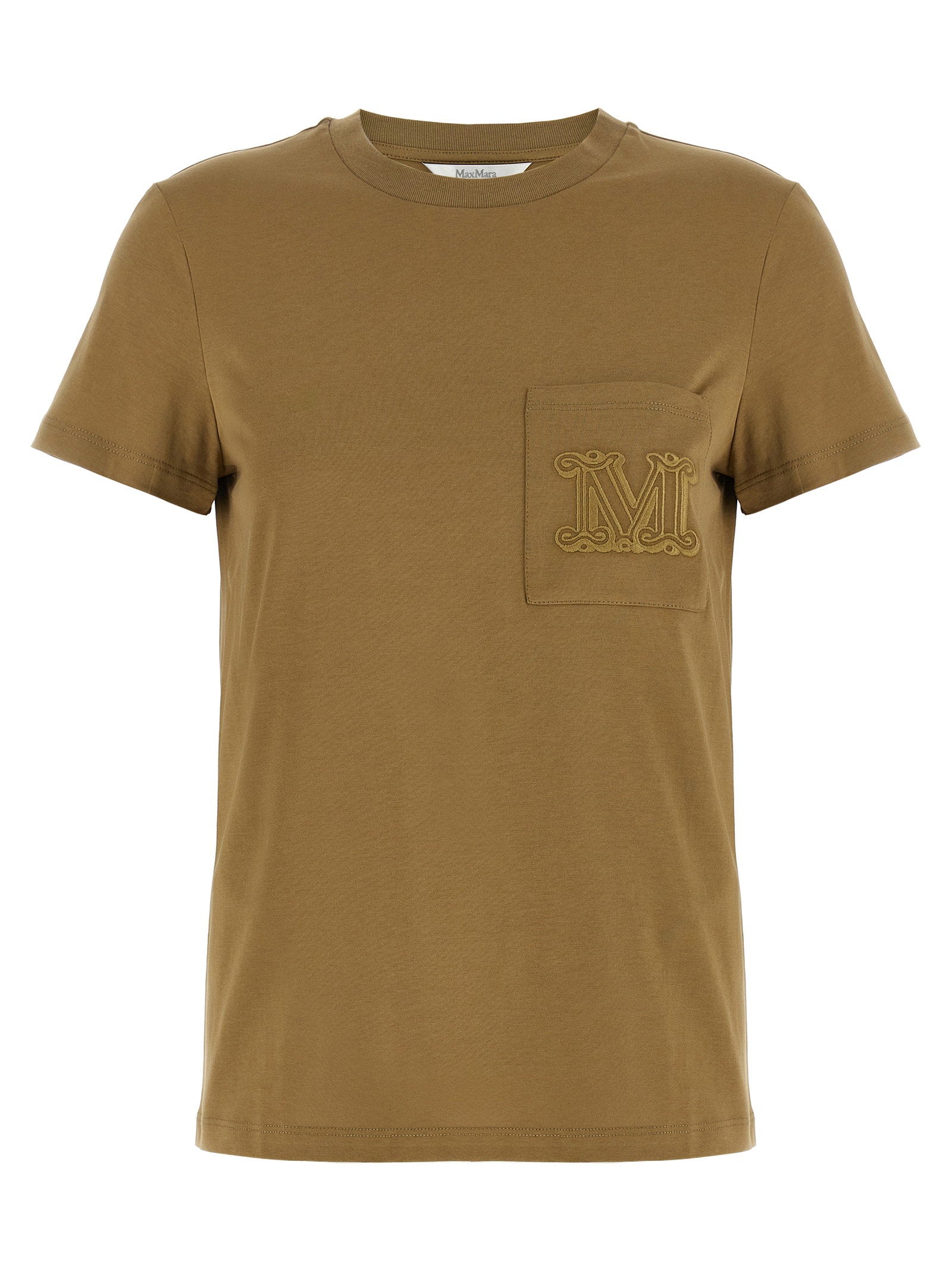 Max Mara Logo-Embroidered Cotton Jersey T-shirt — Camel