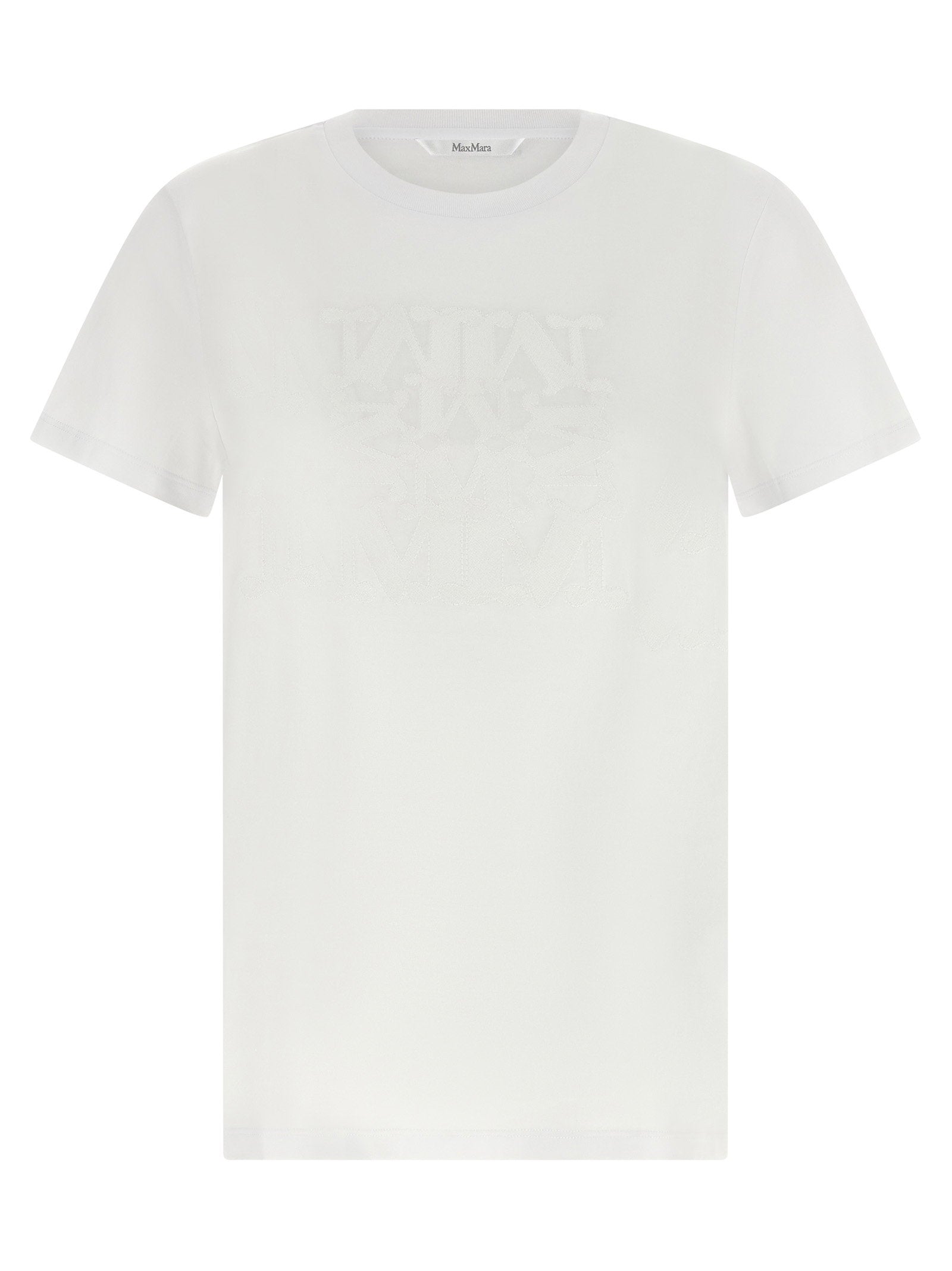 Max Mara Tone-on-Tone Embroidered Logo T-shirt — White