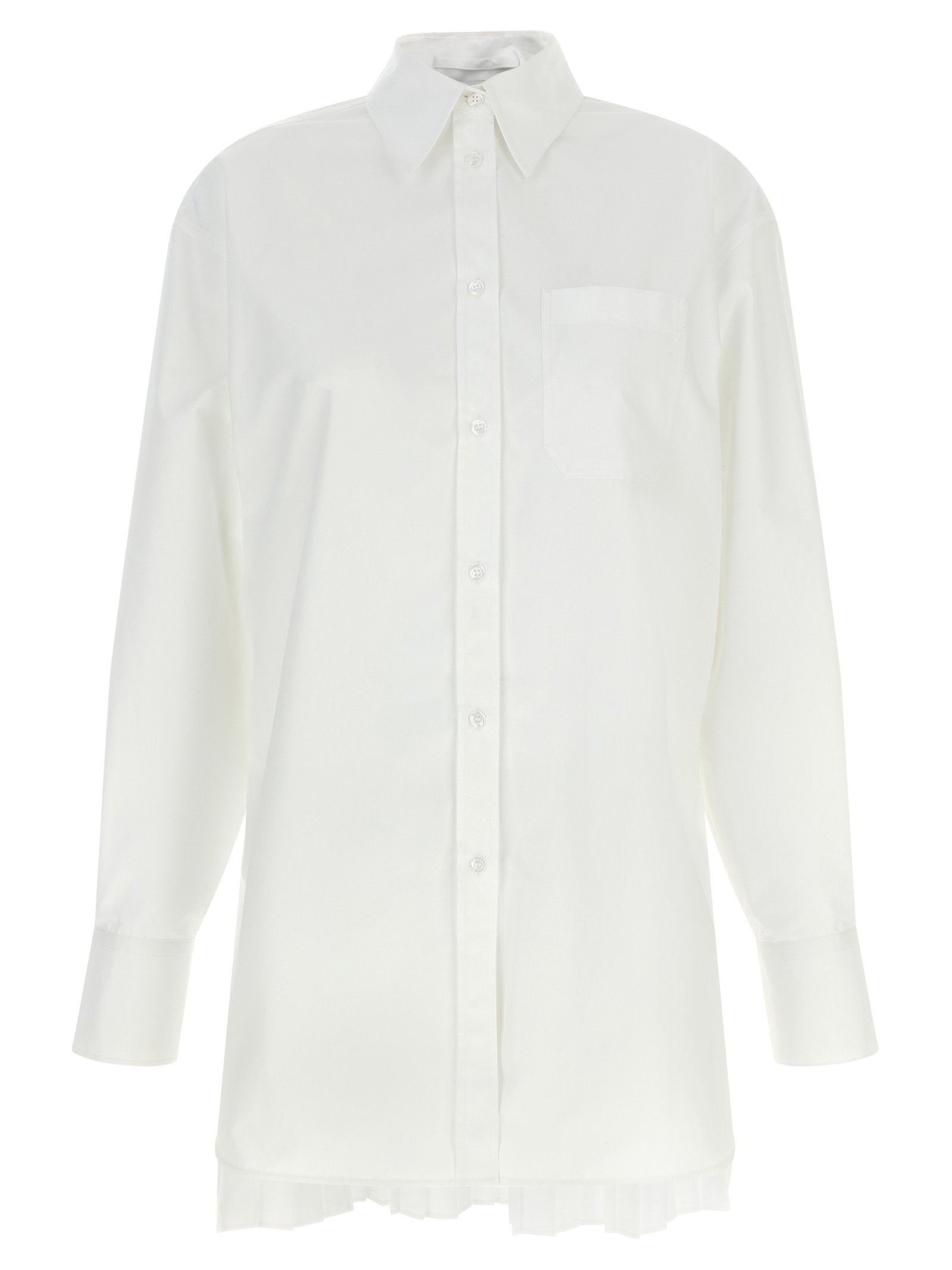 Sportmax Cotton-Blend Pointed Collar Shirt — White