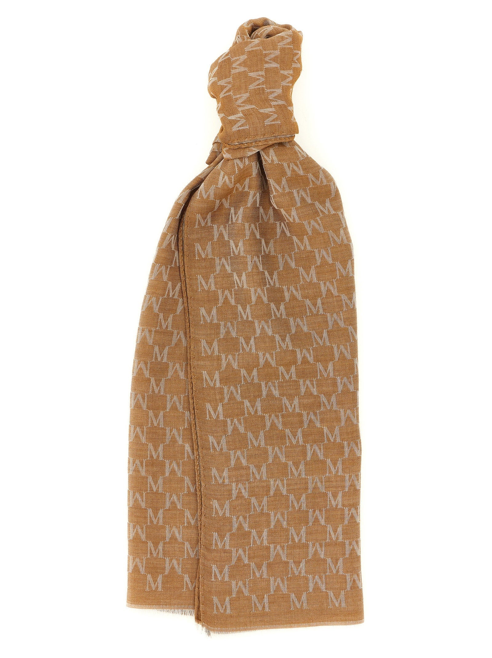 Max Mara Monogram Jacquard Stole — Camel
