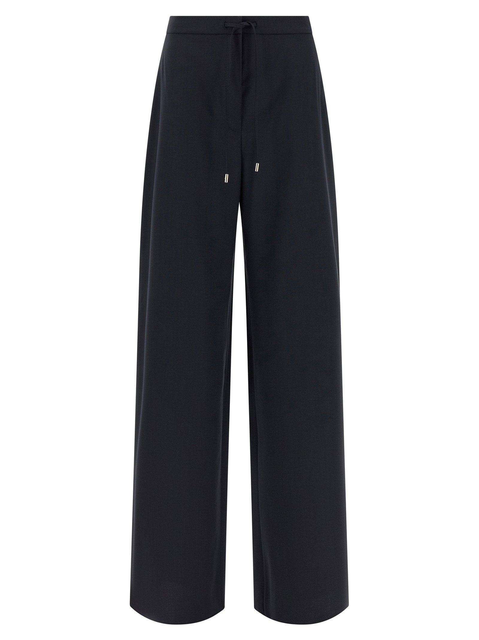 Max Mara Studio Wide-Leg Wool Trousers — Black