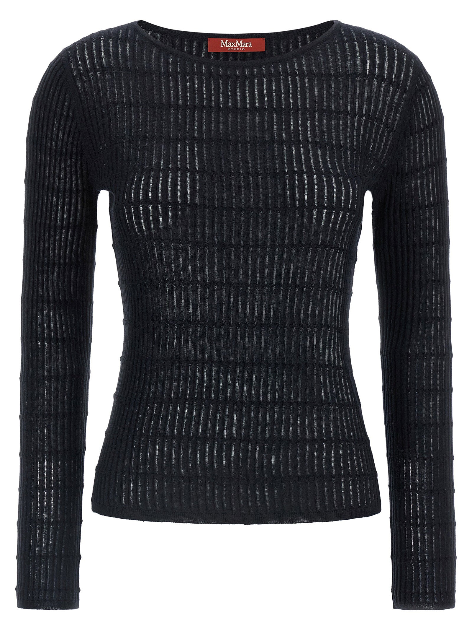 Max Mara Studio Flat-Ribbed Wool and Silk Sweater — Black