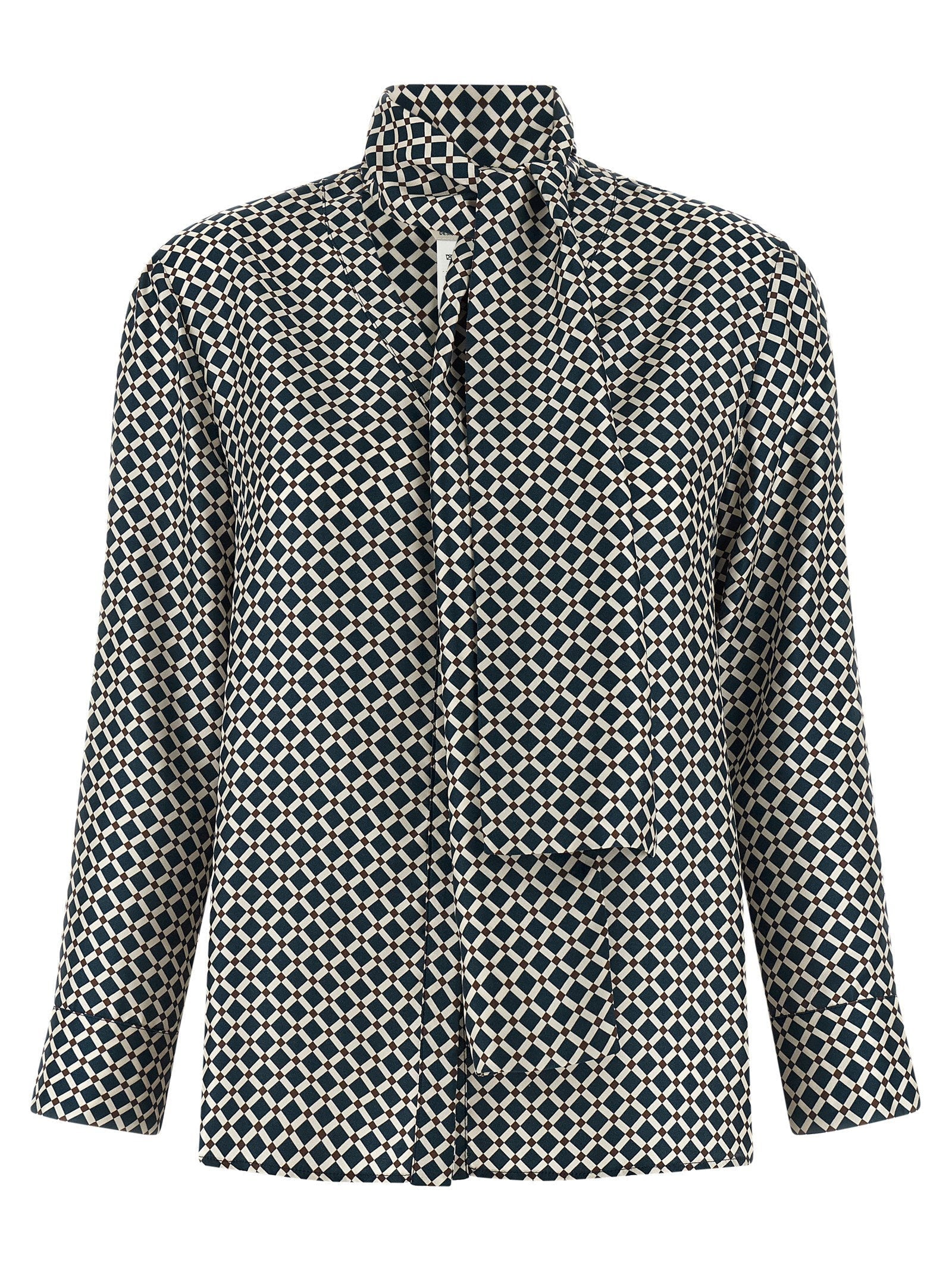 Max Mara 'S Patterned Silk Twill Shirt — Navy