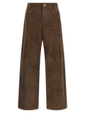 Max Mara 'S Suede Panel-Construction Trousers — Brown