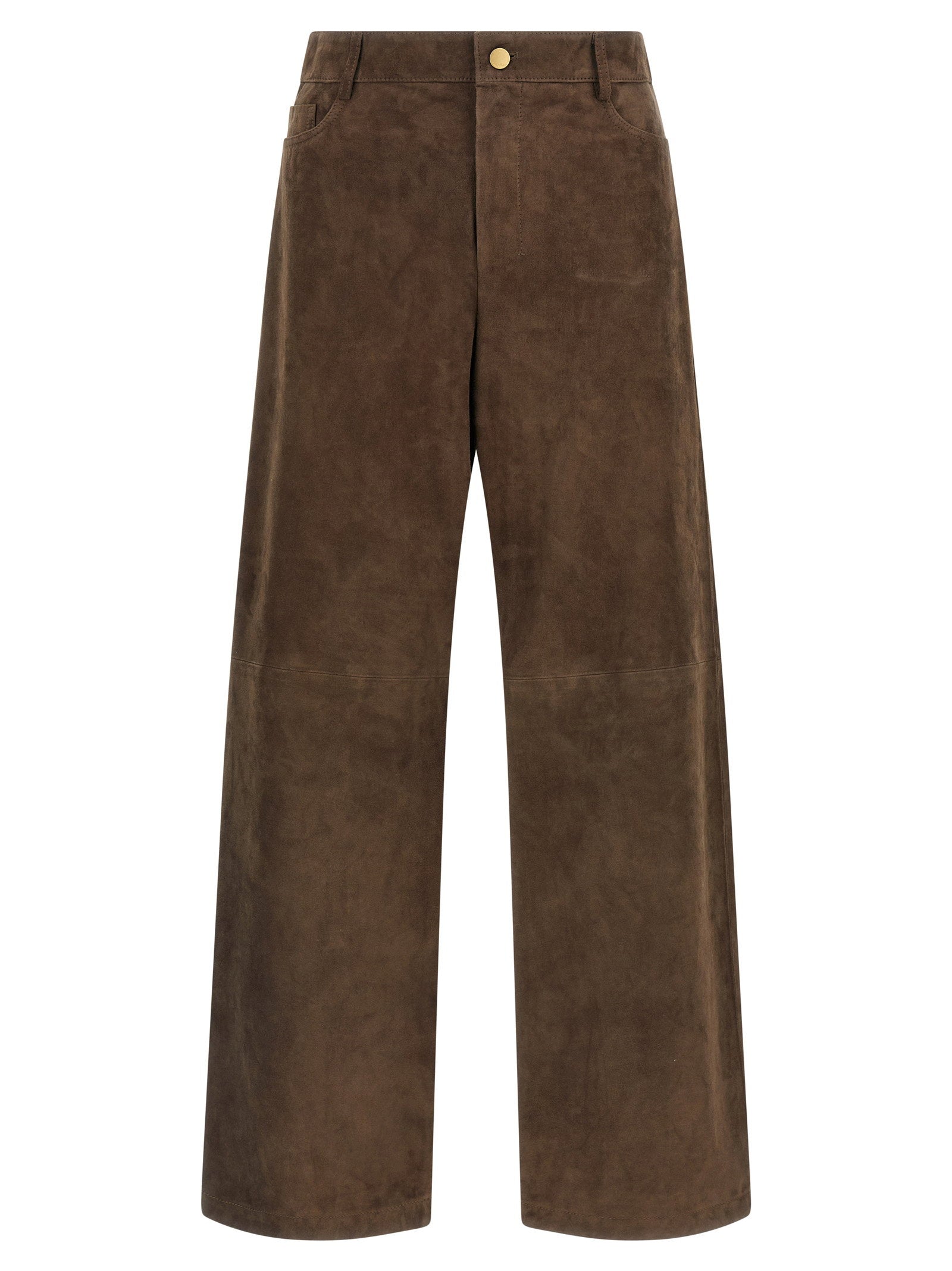 Max Mara 'S Suede Panel-Construction Trousers — Brown
