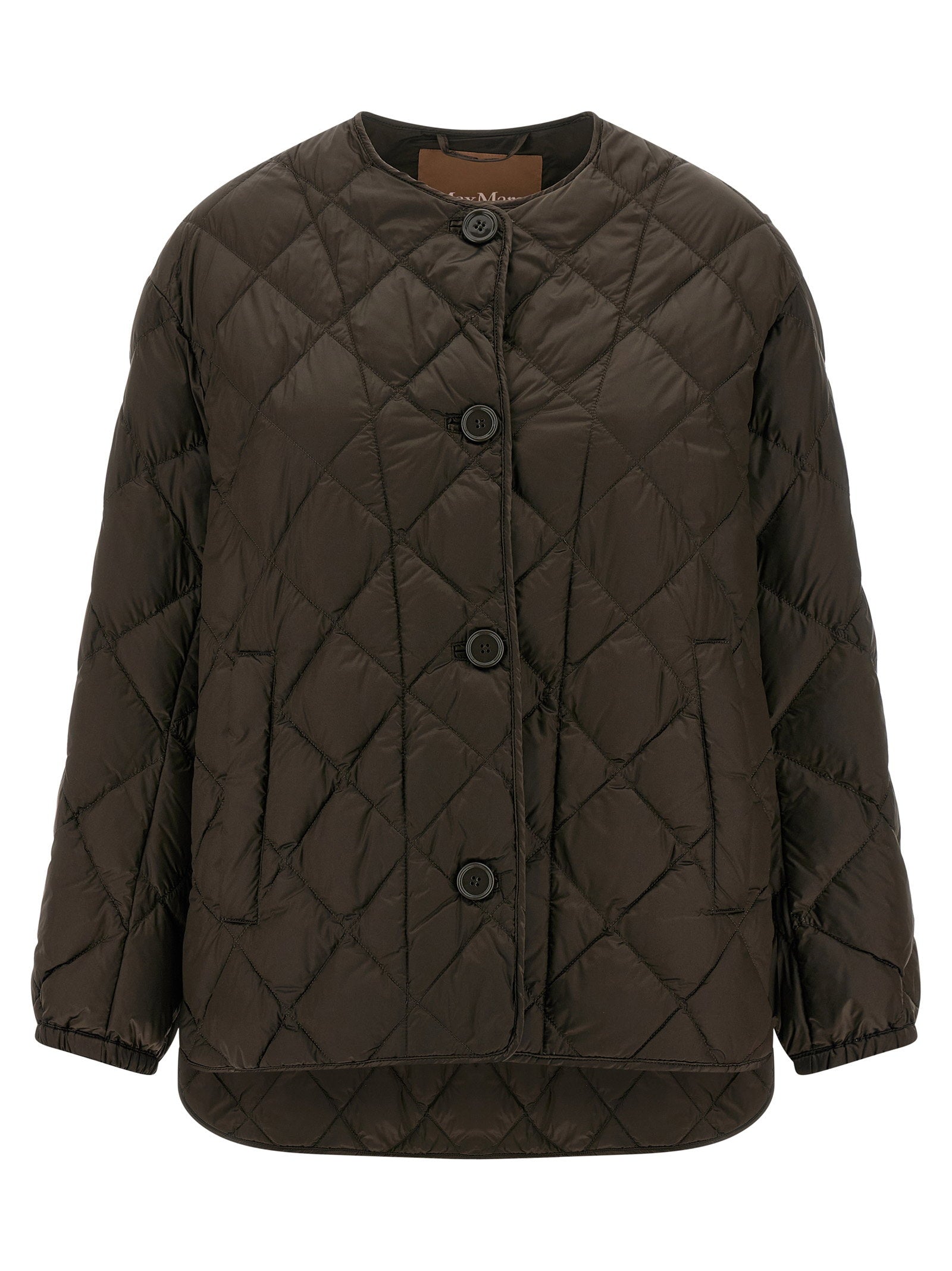 Max Mara The Cube Diamond-Quilted Down Down Jacket — Olive