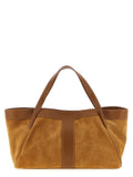 Twin Set Suede and Leather Shoulder Bag — Tan