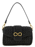 Twin Set Hand-Woven Raffia Crossbody Bag — Black