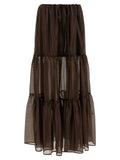 Twin Set Tiered Flounce Skirt — Brown