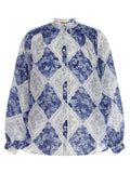 Twin Set Floral Patterned Lozenge Shirt — Navy