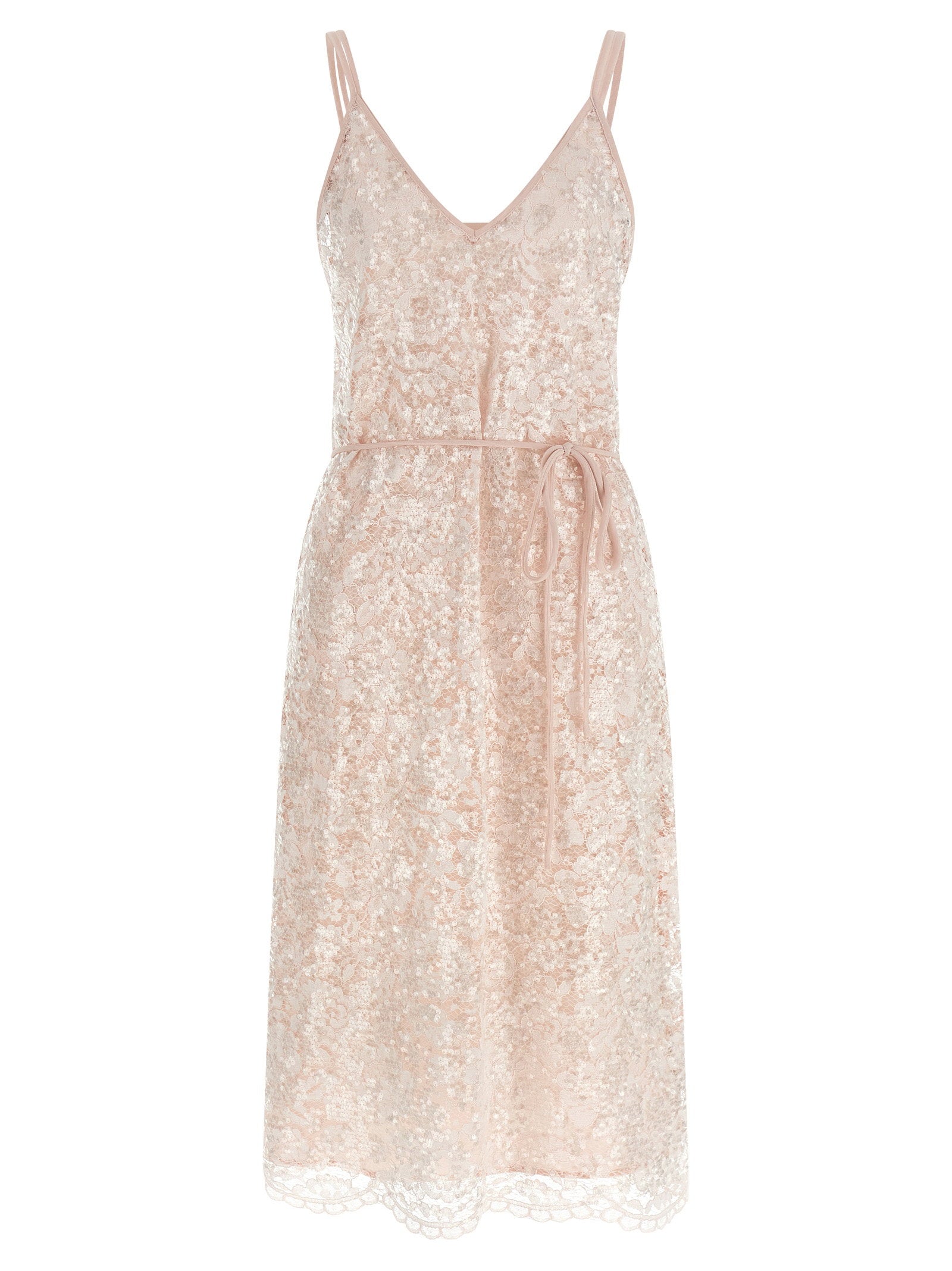 Twin Set Sequin Lace Dress — Blush
