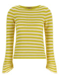 Twin Set Striped Cotton Blend Sweater — Yellow