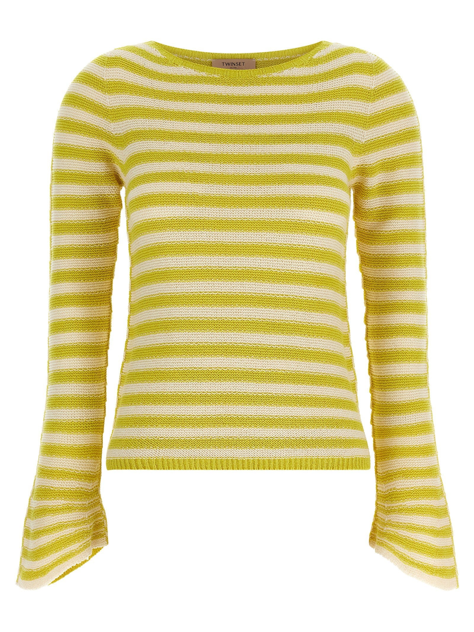 Twin Set Striped Cotton Blend Sweater — Yellow