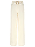 Twin Set Wide-Leg Garment-Dyed Jeans — Cream