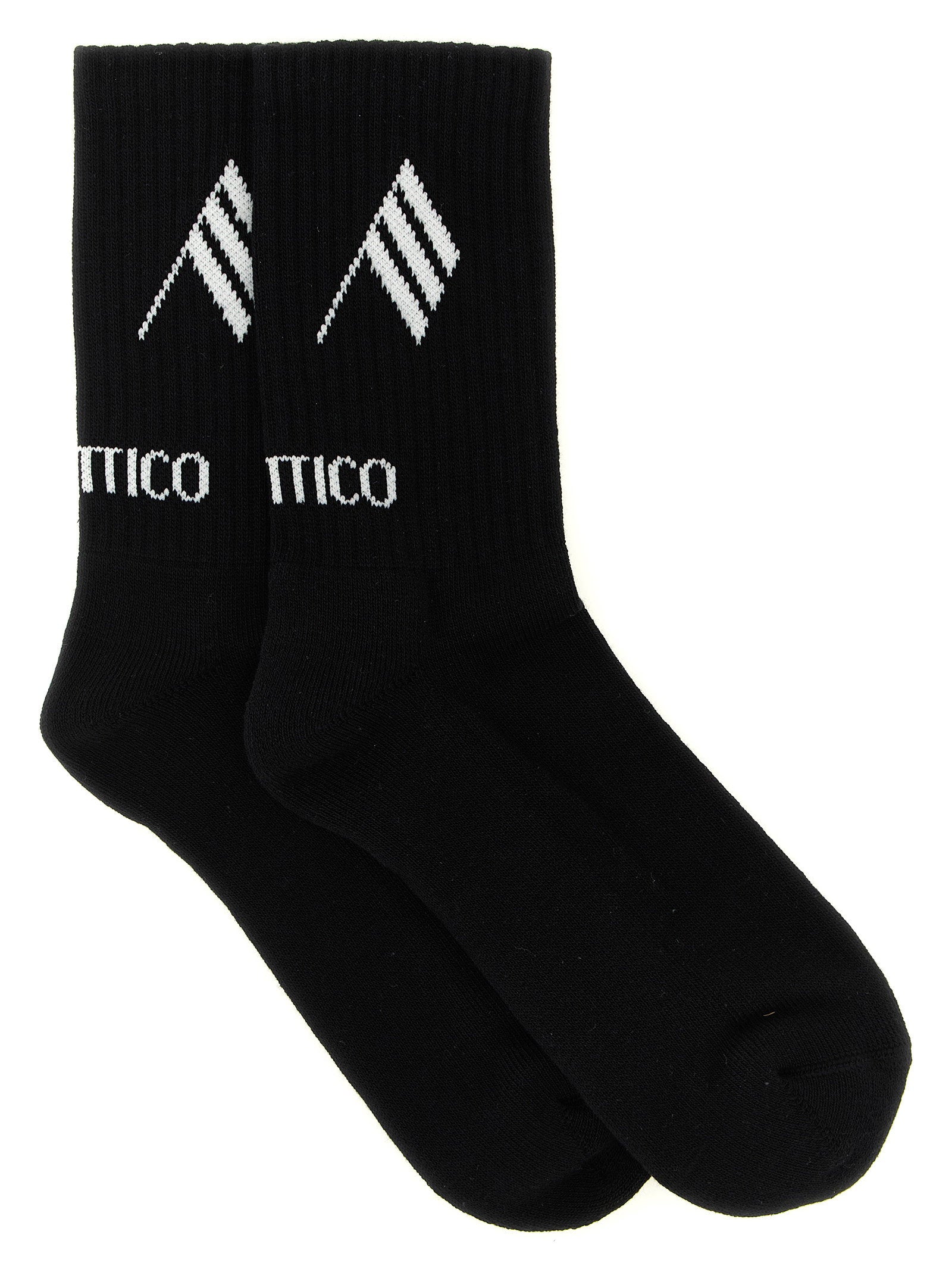 The Attico Logo Intarsia Socks — Black
