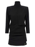 The Attico Structured Shoulder Dress — Black