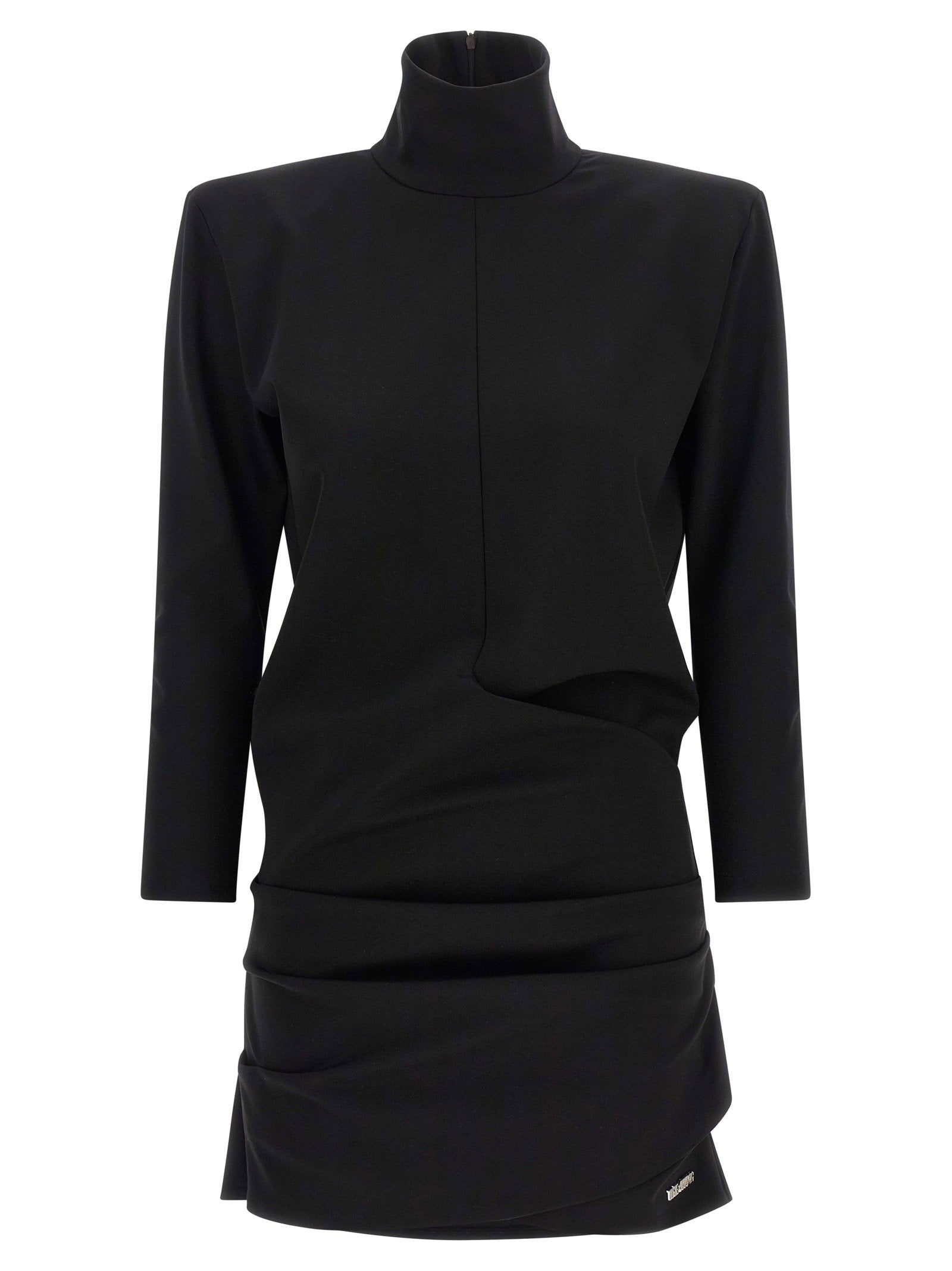 The Attico Structured Shoulder Dress — Black