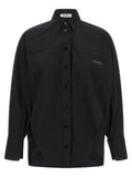 The Attico Shaped-Hem Cotton Shirt — Black