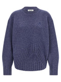 The Attico Asymmetrical Hem Virgin Wool-Cashmere Sweater — Indigo